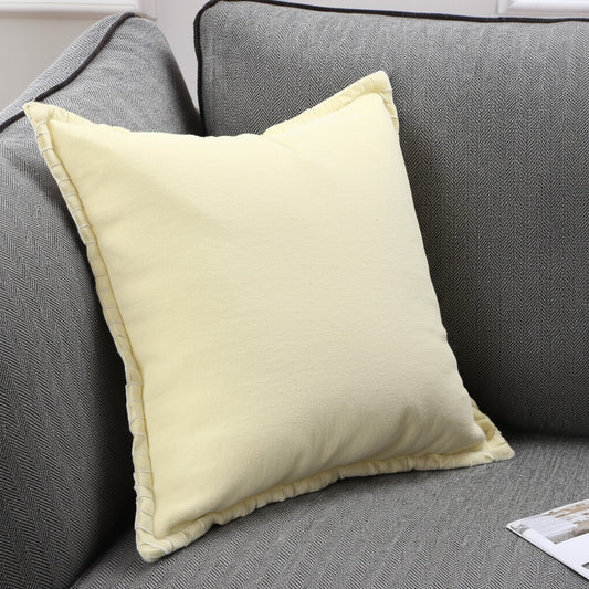 20" Light Yellow Cotton Throw Pillow-0
