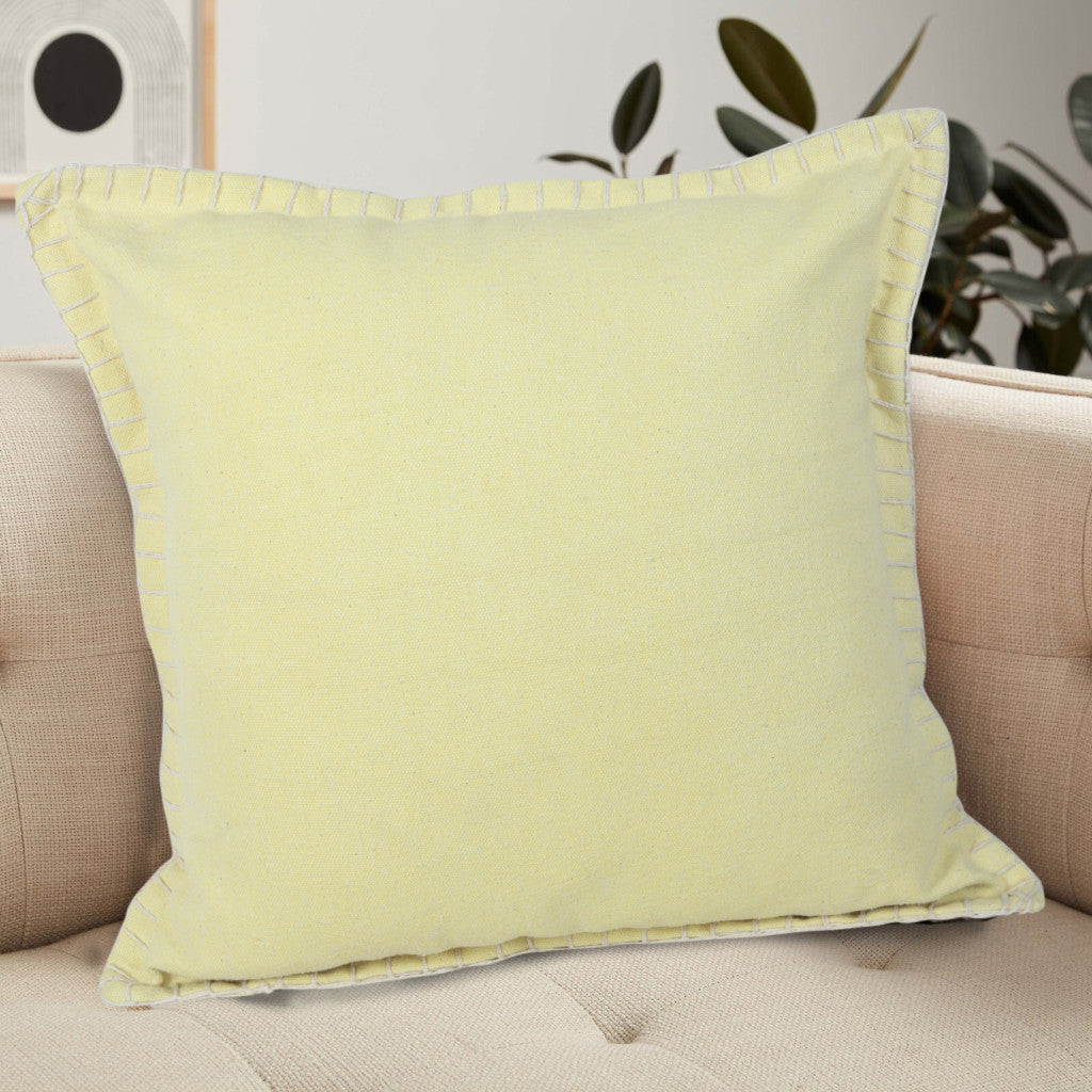 20" Light Yellow Cotton Throw Pillow-6